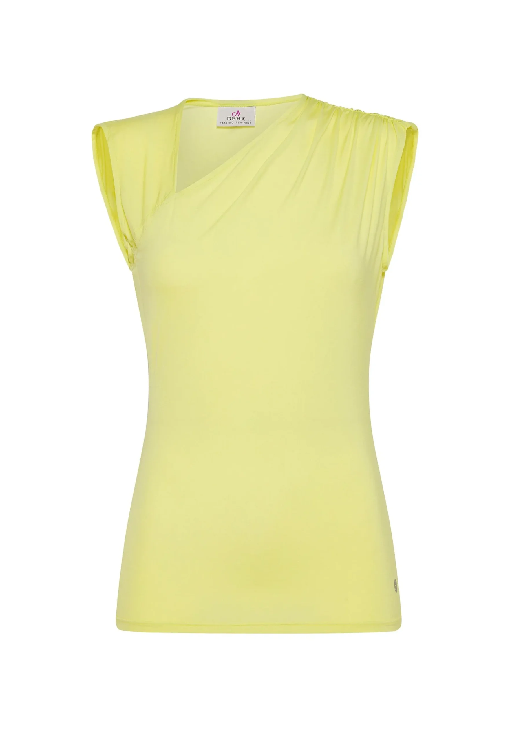 Hot Top Scollo Asimmetrico In Microfibra Giallo Donna Top & T-Shirts