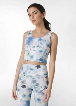 Store Top Yoga In Microfibra Riciclata Stampata Blu Donna Canotte E Reggiseni Sportivi