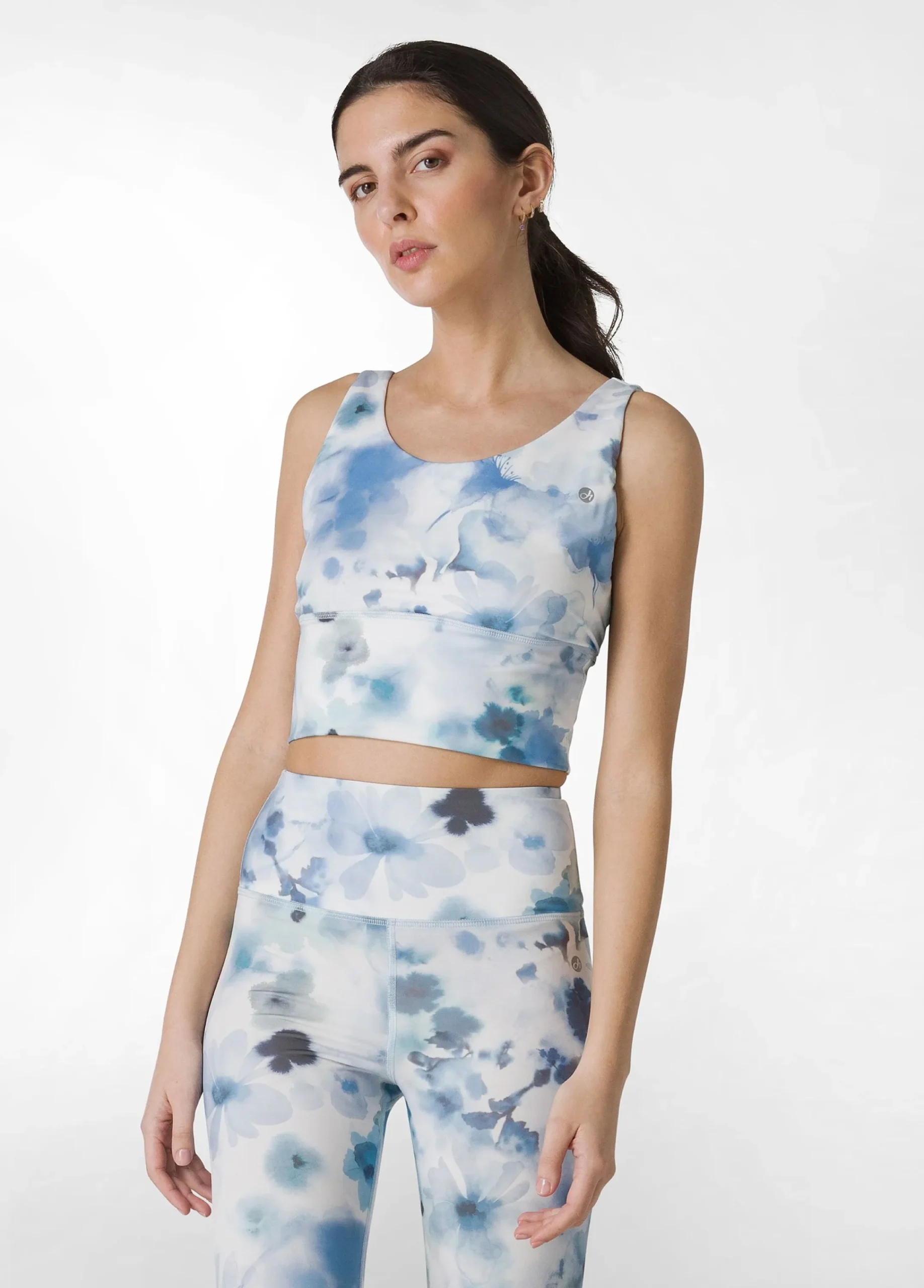 Store Top Yoga In Microfibra Riciclata Stampata Blu Donna Canotte E Reggiseni Sportivi