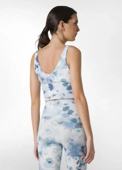 Store Top Yoga In Microfibra Riciclata Stampata Blu Donna Canotte E Reggiseni Sportivi