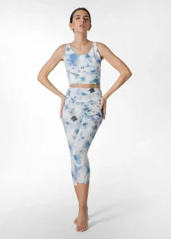 Store Top Yoga In Microfibra Riciclata Stampata Blu Donna Canotte E Reggiseni Sportivi