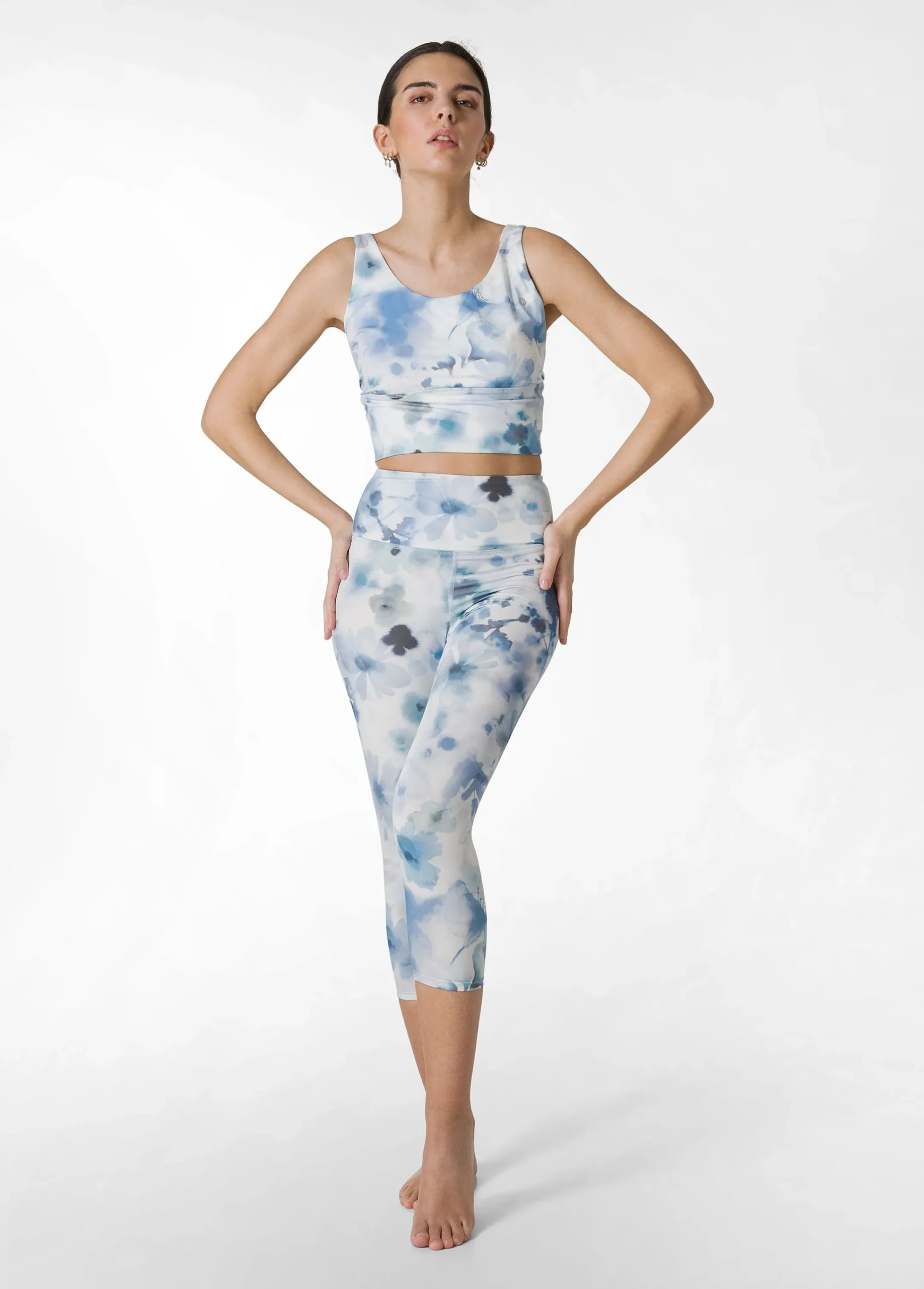 Store Top Yoga In Microfibra Riciclata Stampata Blu Donna Canotte E Reggiseni Sportivi
