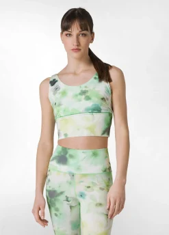 Shop Top Yoga In Microfibra Riciclata Stampata Verde Donna Canotte E Reggiseni Sportivi