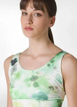 Shop Top Yoga In Microfibra Riciclata Stampata Verde Donna Canotte E Reggiseni Sportivi