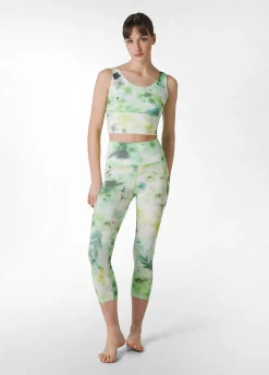 Shop Top Yoga In Microfibra Riciclata Stampata Verde Donna Canotte E Reggiseni Sportivi