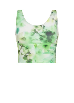 Shop Top Yoga In Microfibra Riciclata Stampata Verde Donna Canotte E Reggiseni Sportivi