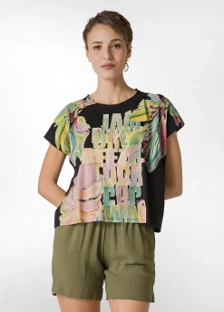 Sale T-Shirt Ampia Con Scritte Nero Donna Top & T-Shirts