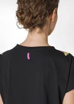 Sale T-Shirt Ampia Con Scritte Nero Donna Top & T-Shirts
