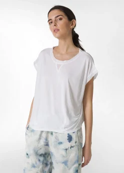 Sale T-Shirt Ampia Misto Seta Bianco Donna Top & T-Shirts