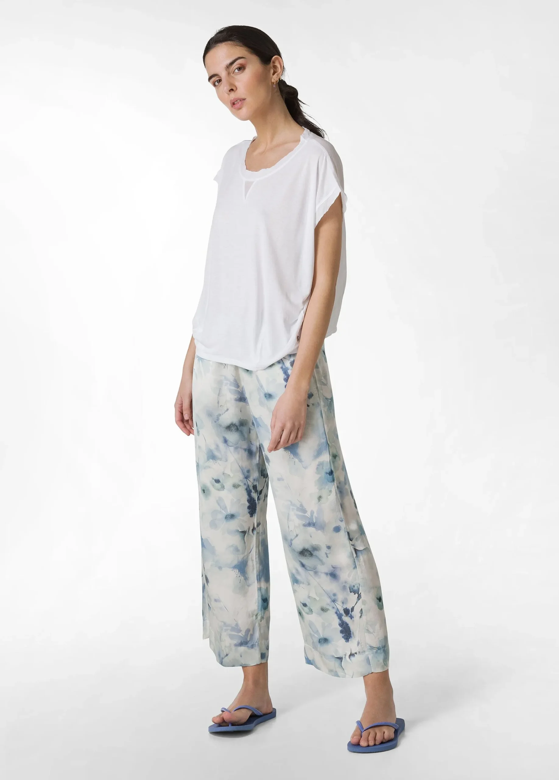 Sale T-Shirt Ampia Misto Seta Bianco Donna Top & T-Shirts