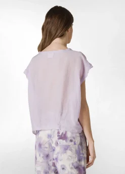 Outlet T-Shirt Ampia Misto Seta Viola Donna Top & T-Shirts