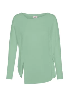 Fashion T-Shirt Asimmetrica In Jersey E Lino Verde Donna Camicie & Bluse