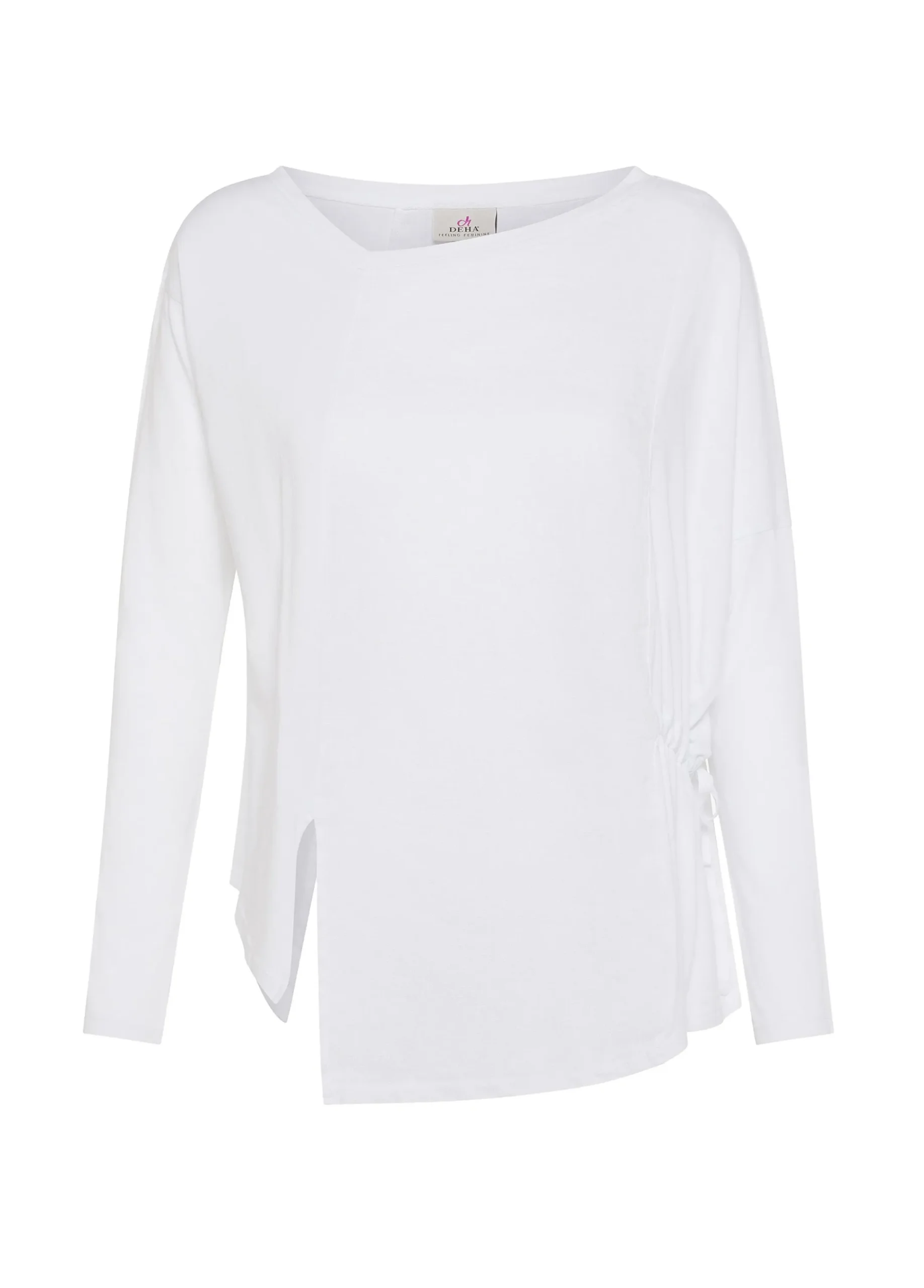 Discount T-Shirt Asimmetrica In Jersey E Lino Bianco Donna Camicie & Bluse
