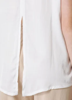New T-Shirt Con Inserti In Raso Bianco Donna Top & T-Shirts