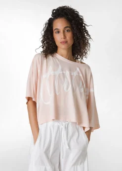 Store T-Shirt Cropped Leggera Effetto Vintage Rosa Donna Top & T-Shirts