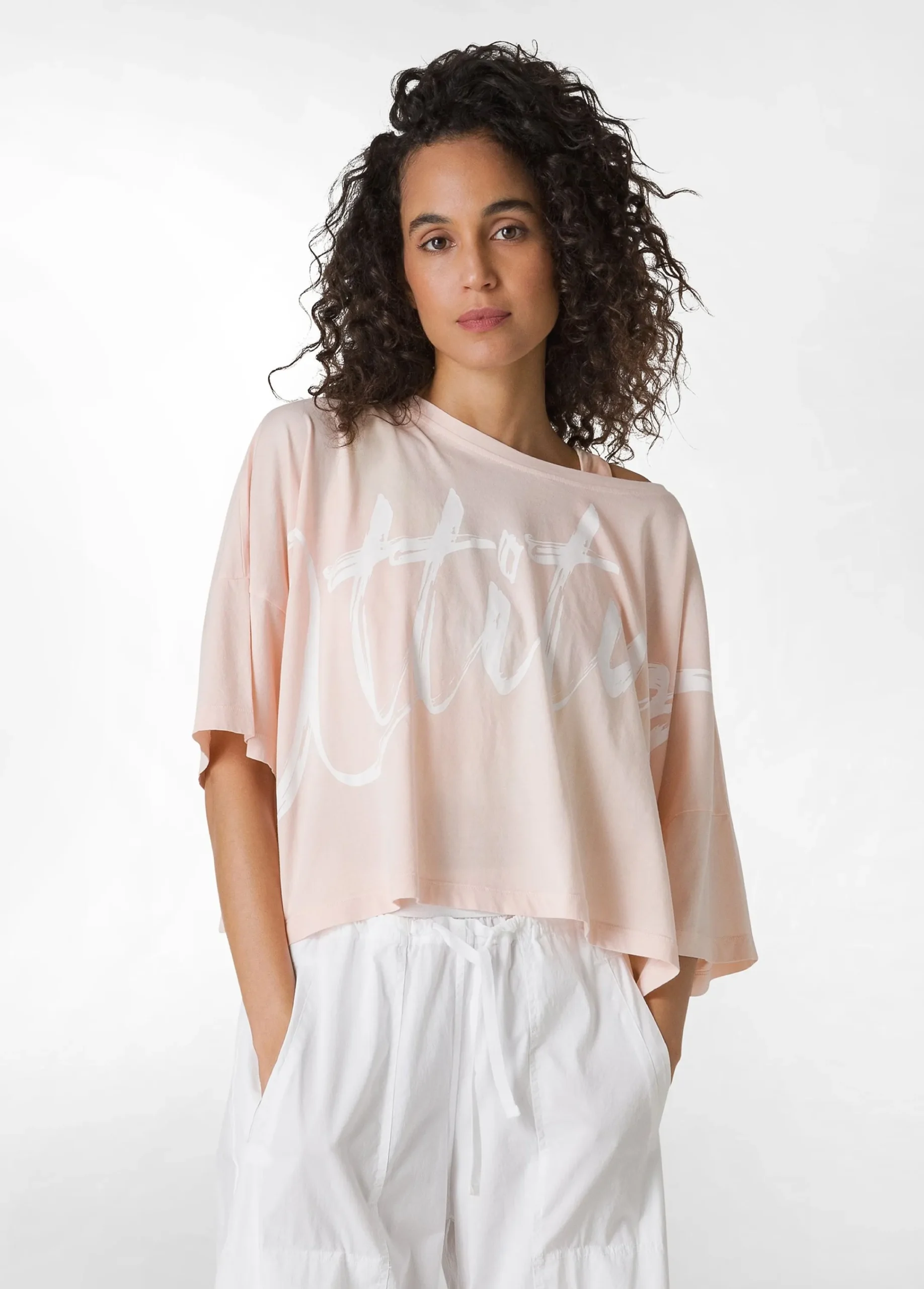 Store T-Shirt Cropped Leggera Effetto Vintage Rosa Donna Top & T-Shirts