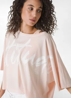 Store T-Shirt Cropped Leggera Effetto Vintage Rosa Donna Top & T-Shirts