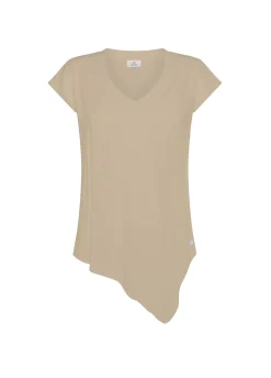 Fashion T-Shirt Fiammata Effetto Vintage Beige Donna Top & T-Shirts
