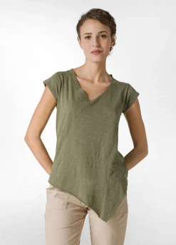 Cheap T-Shirt Fiammata Effetto Vintage Verde Donna Top & T-Shirts
