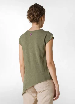 Cheap T-Shirt Fiammata Effetto Vintage Verde Donna Top & T-Shirts
