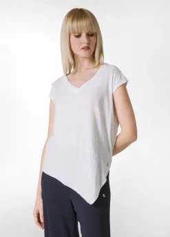 Outlet T-Shirt Fiammata Effetto Vintage Bianco Donna Top & T-Shirts