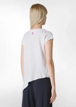 Outlet T-Shirt Fiammata Effetto Vintage Bianco Donna Top & T-Shirts