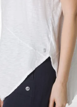 Outlet T-Shirt Fiammata Effetto Vintage Bianco Donna Top & T-Shirts