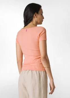 Outlet T-Shirt In Costina Leggera Arancio Donna Top & T-Shirts