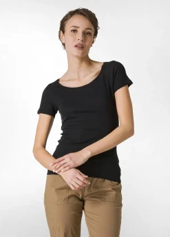 Online T-Shirt In Costina Leggera Nero Donna Top & T-Shirts
