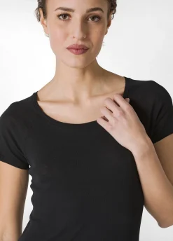 Online T-Shirt In Costina Leggera Nero Donna Top & T-Shirts