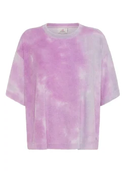 Store T-Shirt In Spugna Effetto Batik Viola Donna Top & T-Shirts