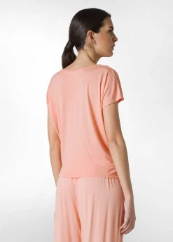 Discount T-Shirt In Viscosa Con Nodo Arancio Donna Top & T-Shirts