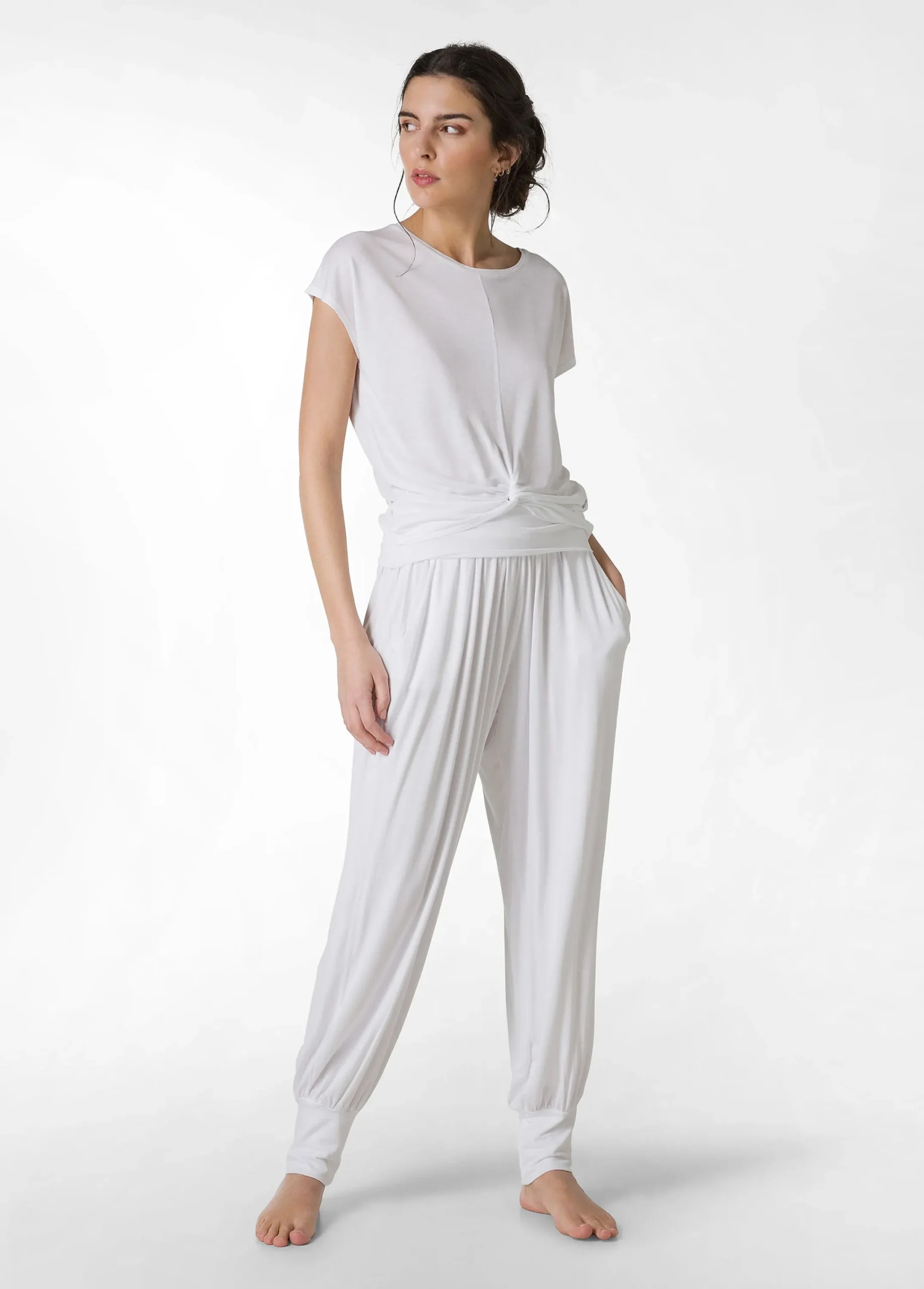Best Sale T-Shirt In Viscosa Con Nodo Bianco Donna Top & T-Shirts