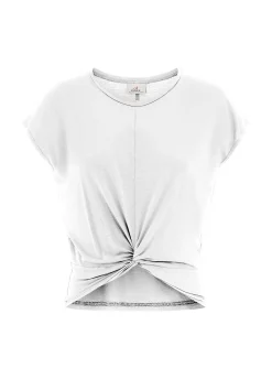 Best Sale T-Shirt In Viscosa Con Nodo Bianco Donna Top & T-Shirts