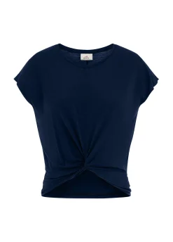 Store T-Shirt In Viscosa Con Nodo Blu Donna Top & T-Shirts