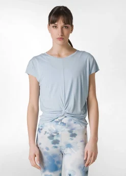 Outlet T-Shirt In Viscosa Con Nodo Blu Donna Top & T-Shirts