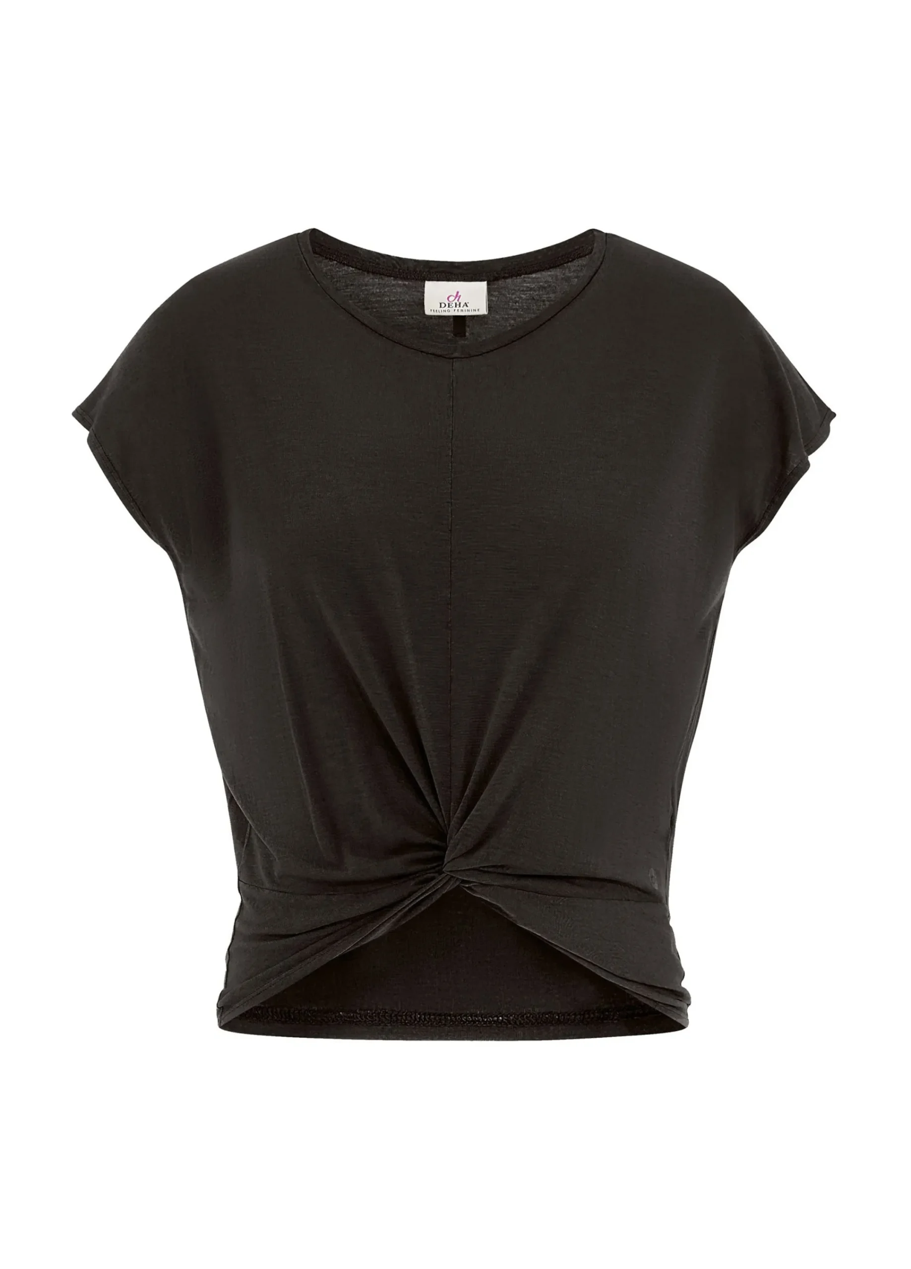 Cheap T-Shirt In Viscosa Con Nodo Nero Donna Top & T-Shirts
