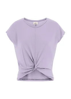 Online T-Shirt In Viscosa Con Nodo Viola Donna Top & T-Shirts