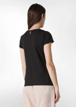Discount T-Shirt Leggera Con Stampa Nero Donna Top & T-Shirts