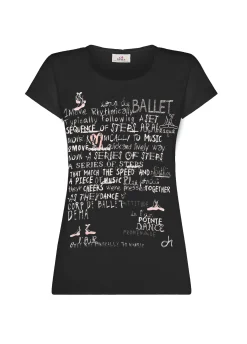Discount T-Shirt Leggera Con Stampa Nero Donna Top & T-Shirts