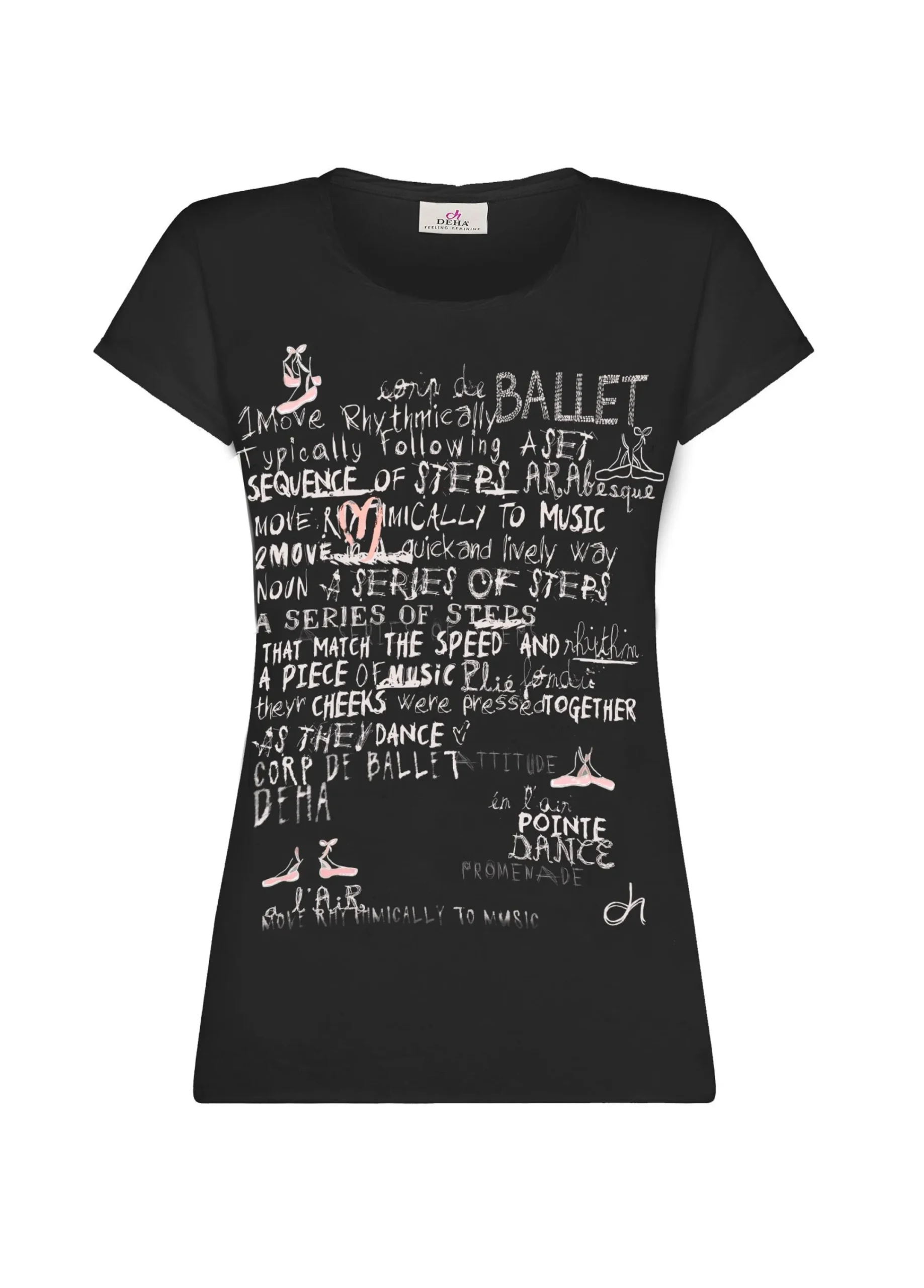 Discount T-Shirt Leggera Con Stampa Nero Donna Top & T-Shirts