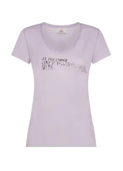 Clearance T-Shirt Leggera Scollo A V Con Stampa Viola Donna Top & T-Shirts