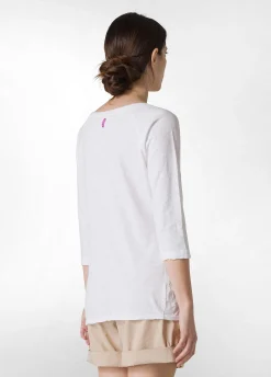 Sale T-Shirt Manica 3/4 In Jersey Fiammato Bianco Donna Top & T-Shirts