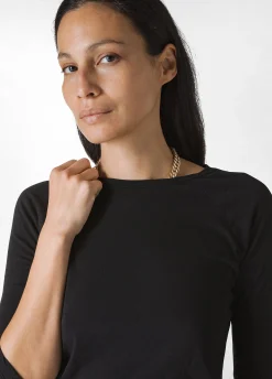 Clearance T-Shirt Manica 3/4 In Jersey Fiammato Nero Donna Top & T-Shirts