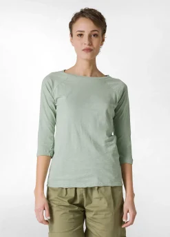Best Sale T-Shirt Manica 3/4 In Jersey Fiammato Verde Donna Top & T-Shirts