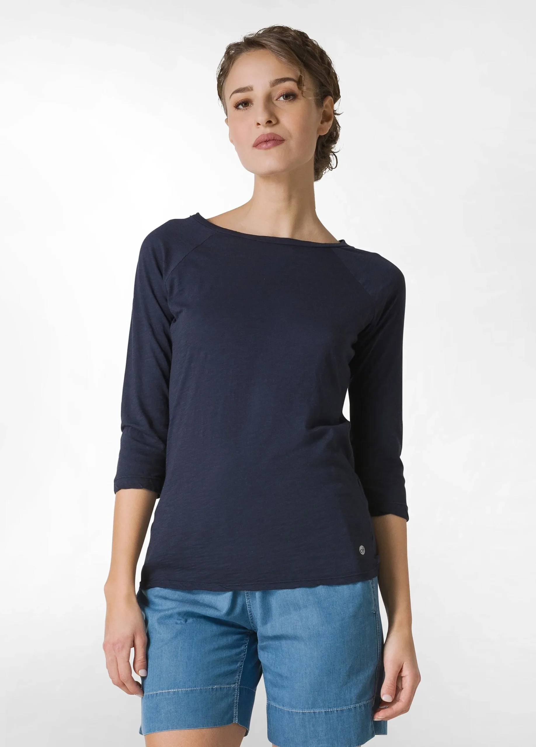 Discount T-Shirt Manica 3/4 In Jersey Fiammato Blu Donna Top & T-Shirts