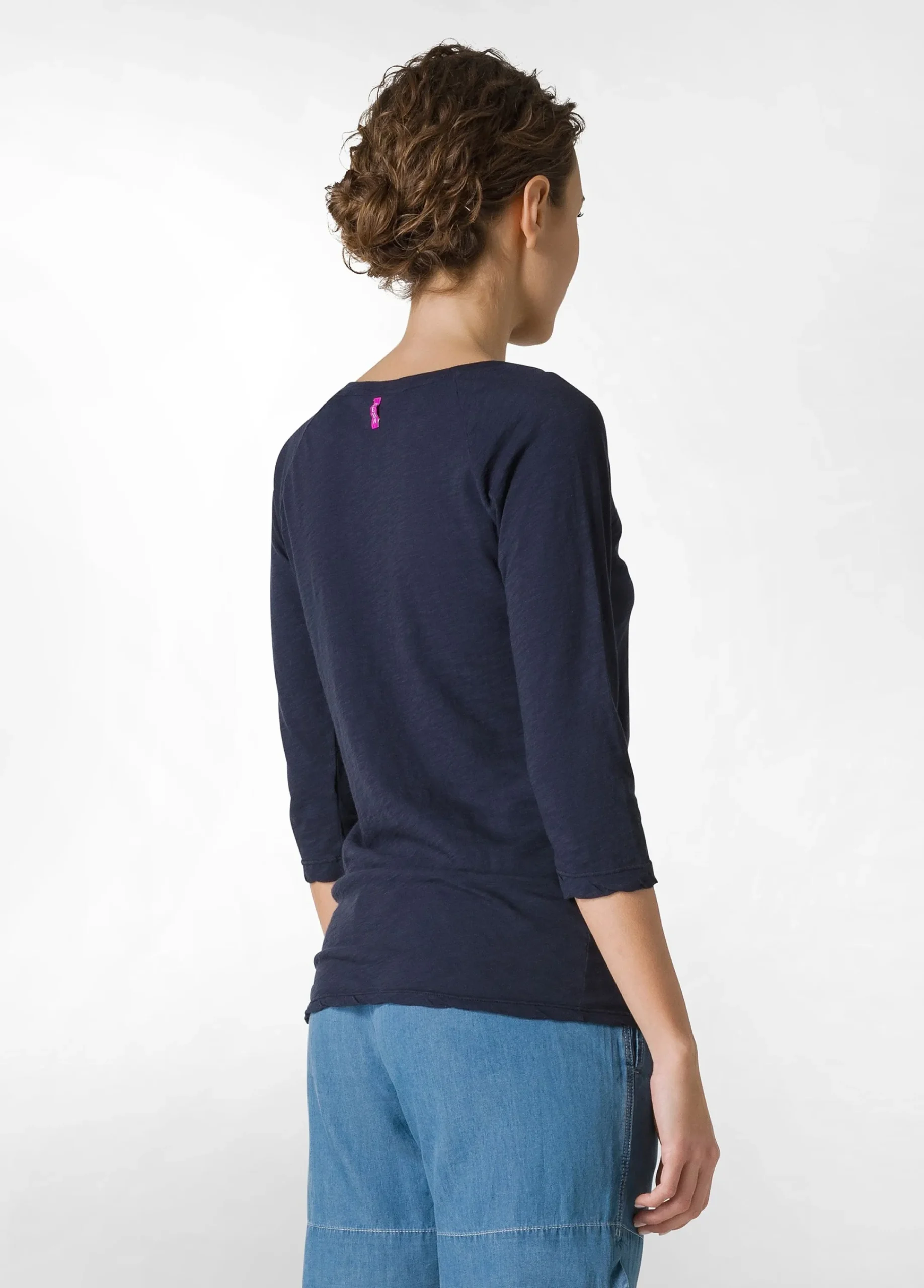 Discount T-Shirt Manica 3/4 In Jersey Fiammato Blu Donna Top & T-Shirts