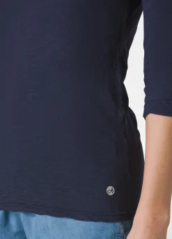 Discount T-Shirt Manica 3/4 In Jersey Fiammato Blu Donna Top & T-Shirts
