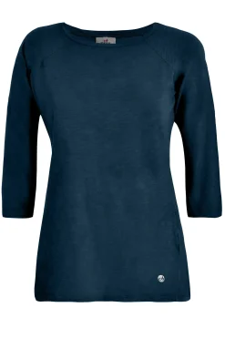 Discount T-Shirt Manica 3/4 In Jersey Fiammato Blu Donna Top & T-Shirts