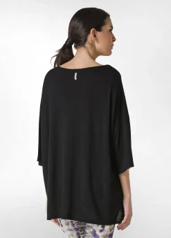 Store T-Shirt Maxi In Viscosa Nero Donna Top & T-Shirts